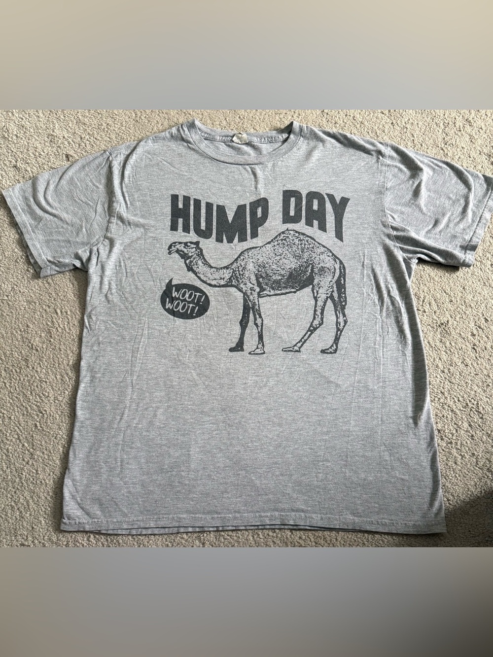 Hanes Light Gray ‘Hump Day’ Crewneck Tee with Small Tag Detail